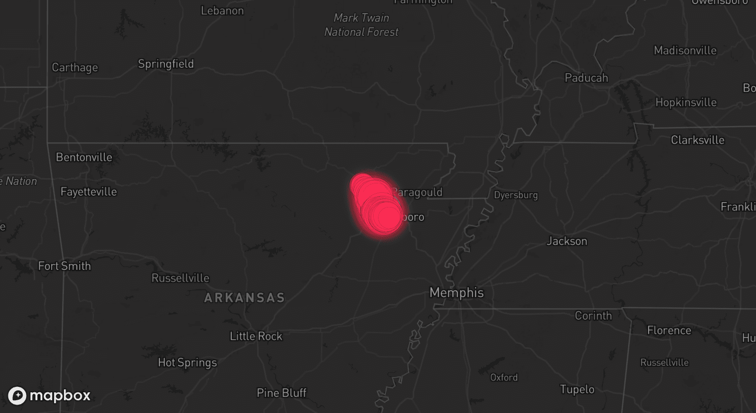 Storm map for 2 areas across Arkansas