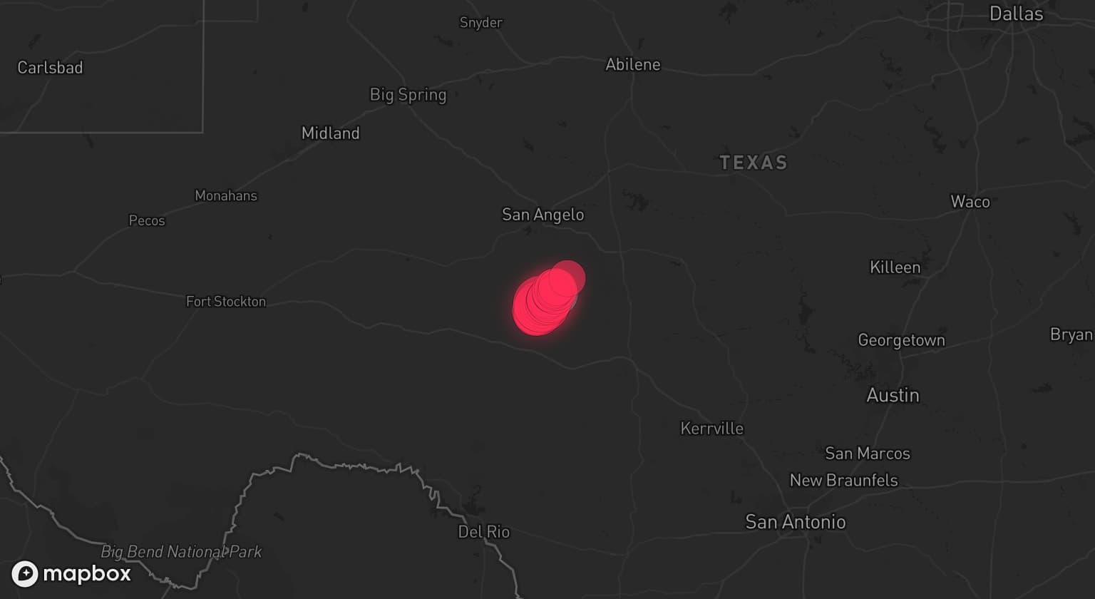 Storm map for the Schleicher County, TX area