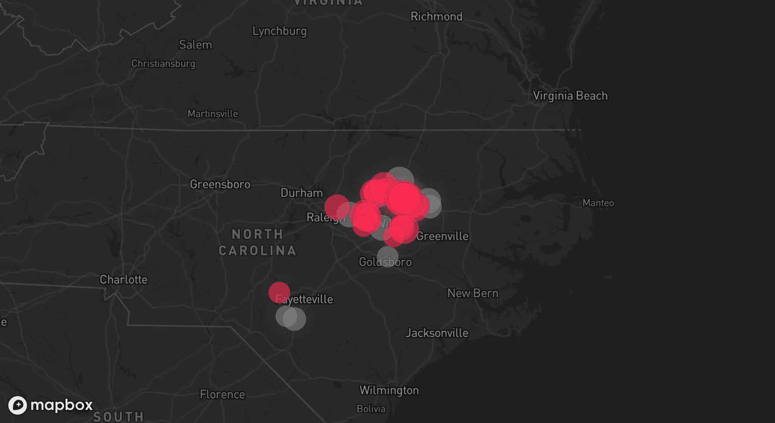 Storm map for 9 areas across North Carolina