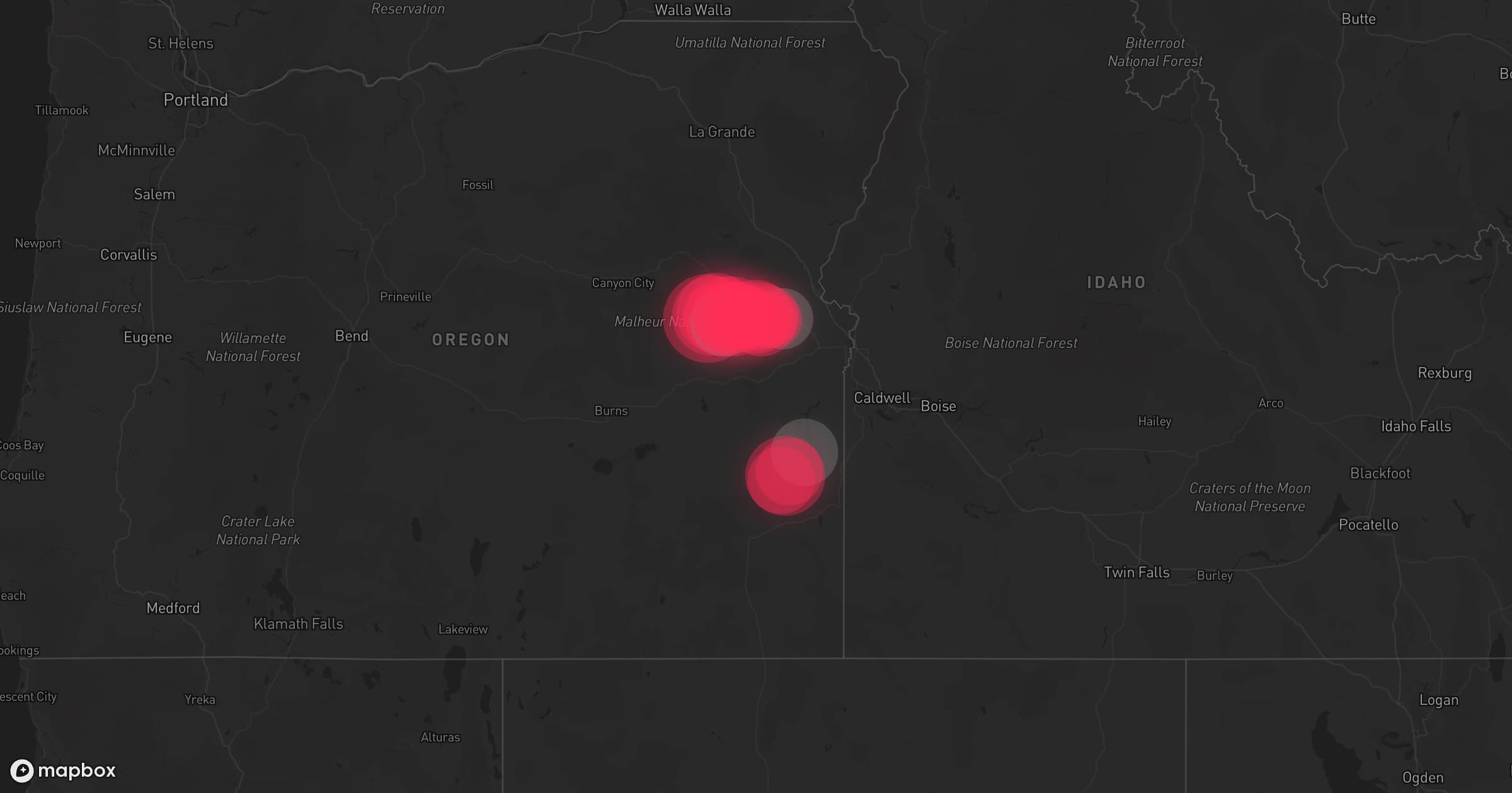 Storm map for 4 areas across Oregon