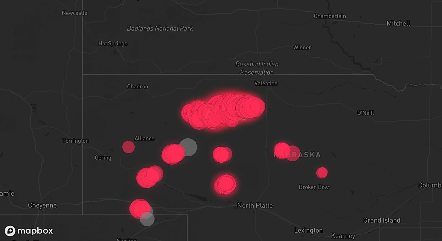 Storm map for 6 areas across Nebraska and Colorado