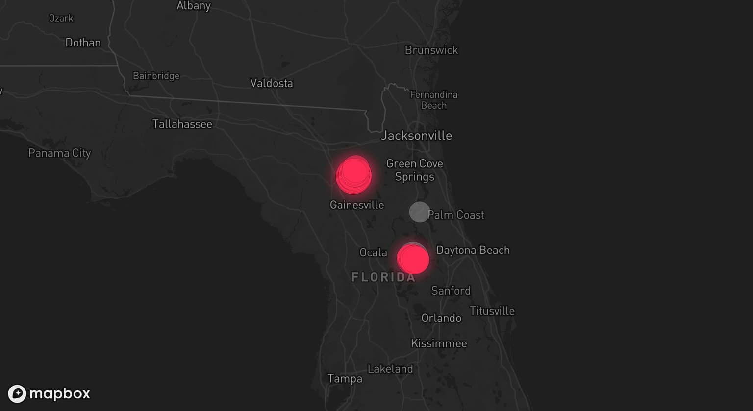 Storm map for 4 areas across Florida