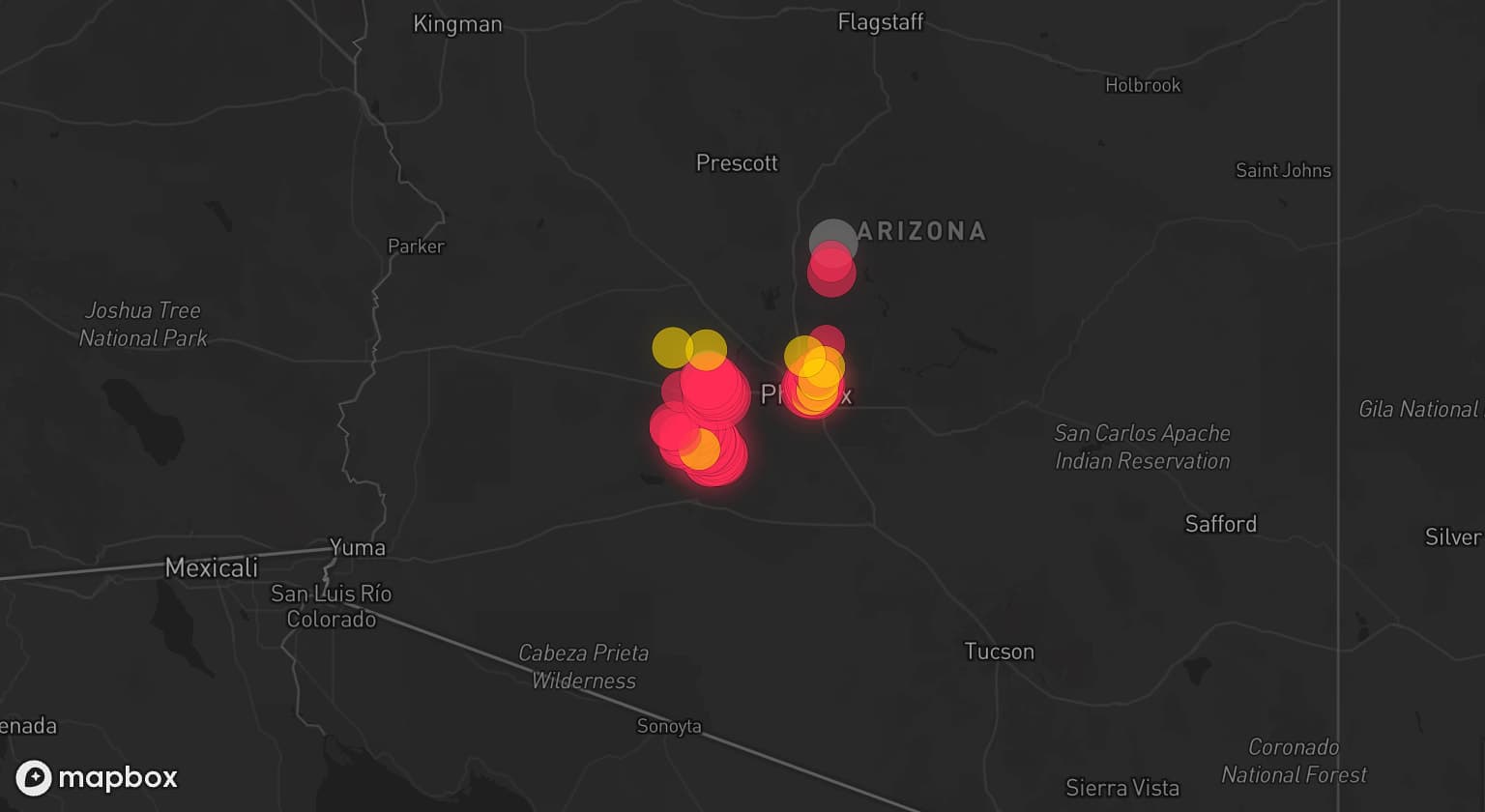 Storm map for 3 areas across Arizona
