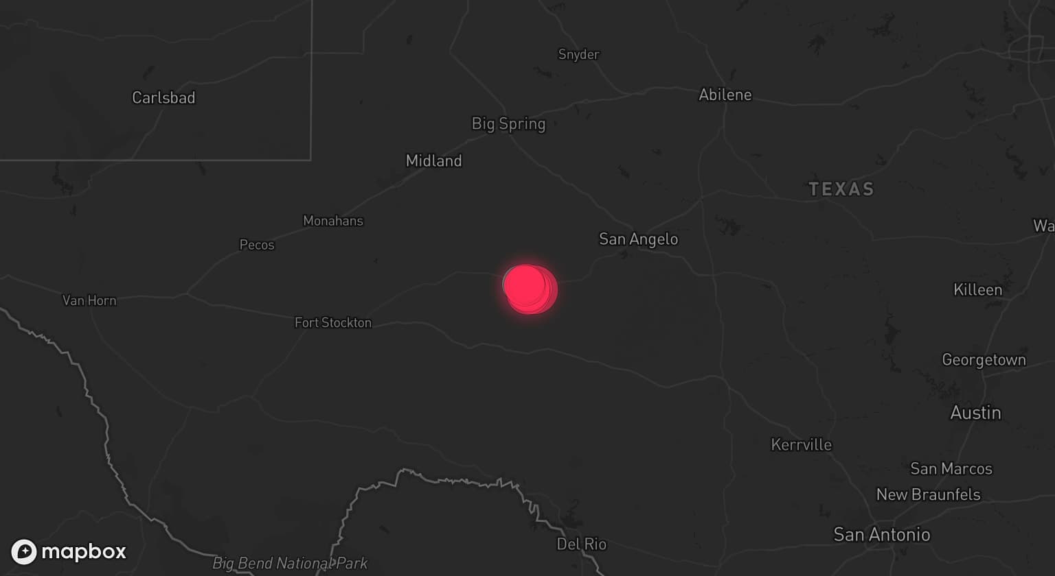 Storm map for the Reagan County, TX area