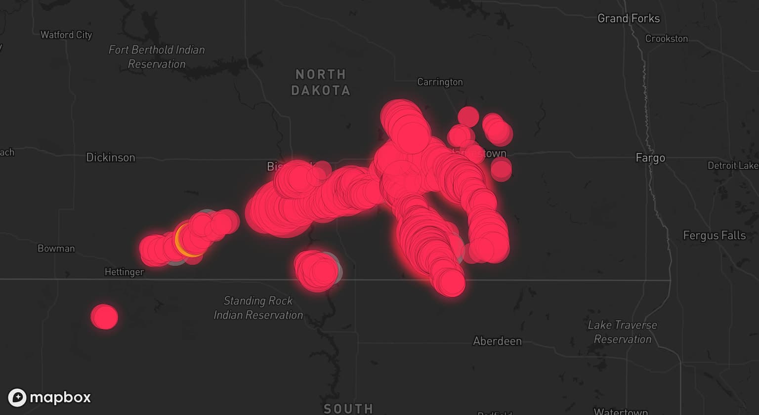 Storm map for 11 areas across North Dakota