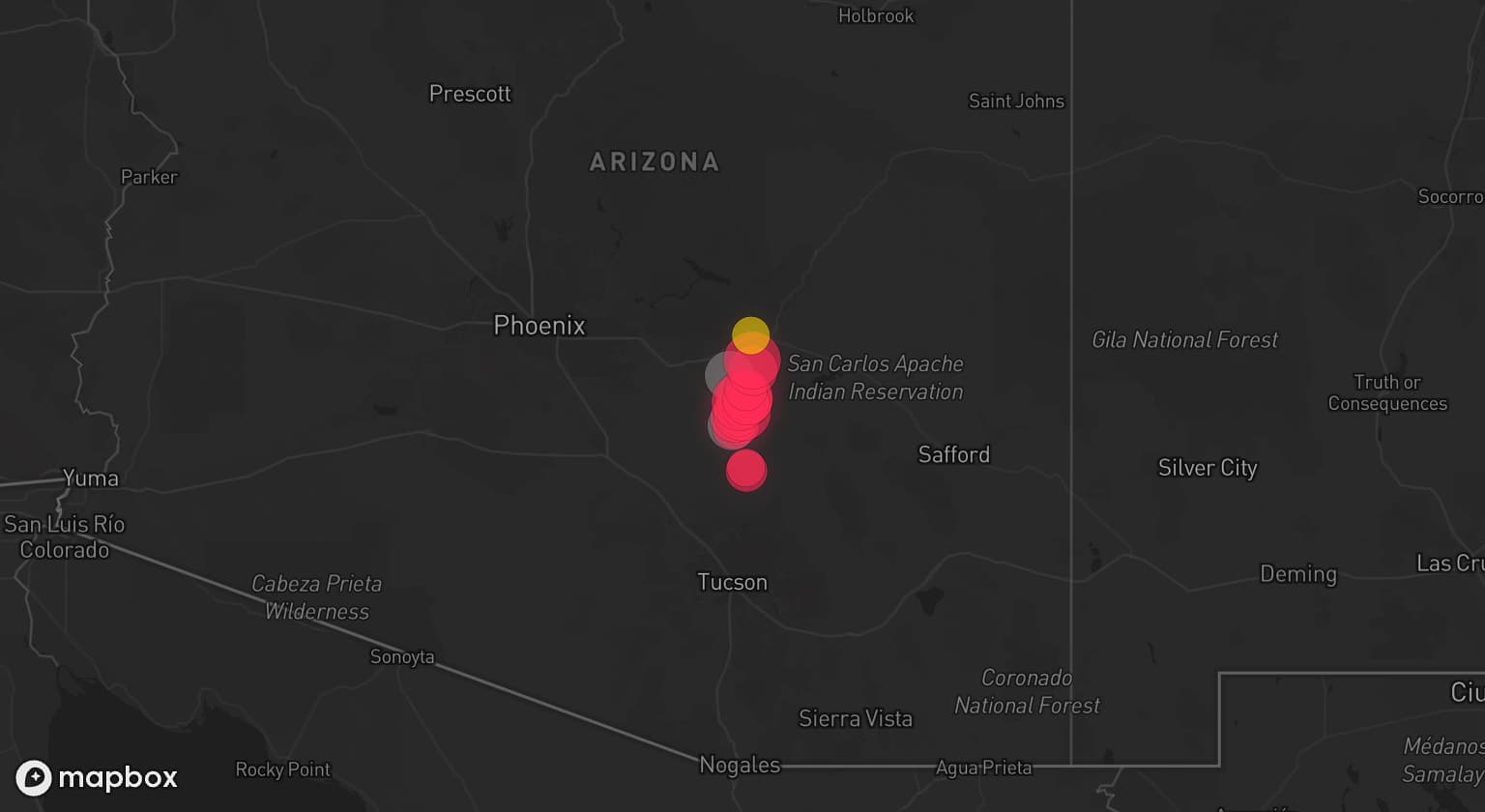 Storm map for the Pinal County, AZ area