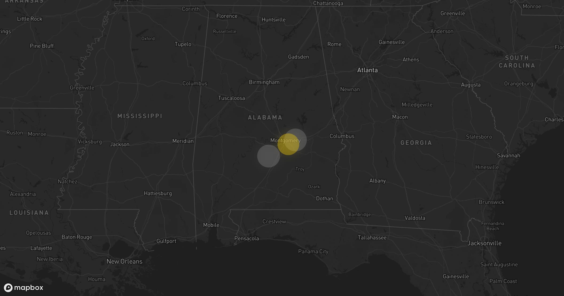 Storm map for 2 areas across Alabama