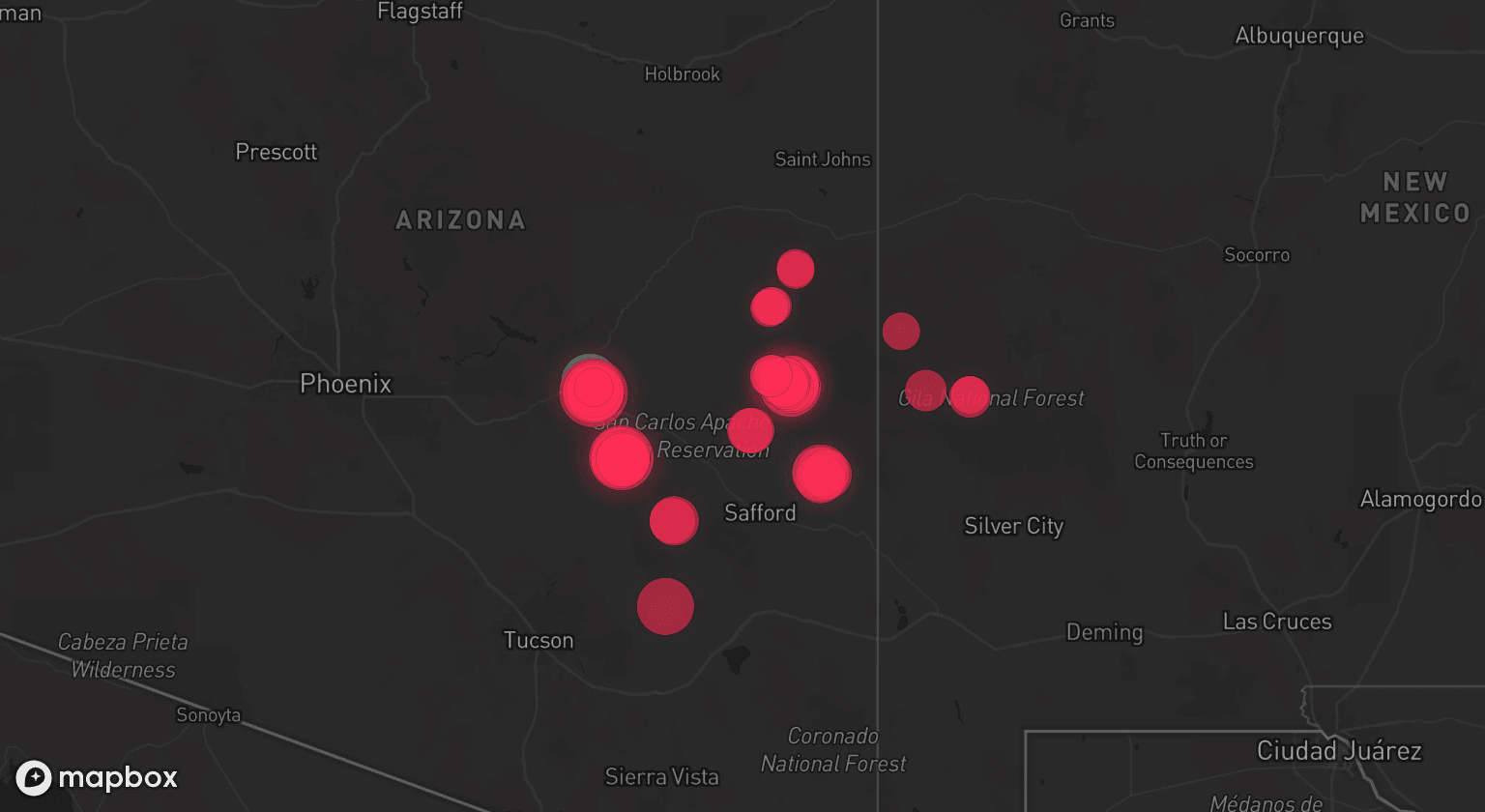 Storm map for 2 areas across Arizona