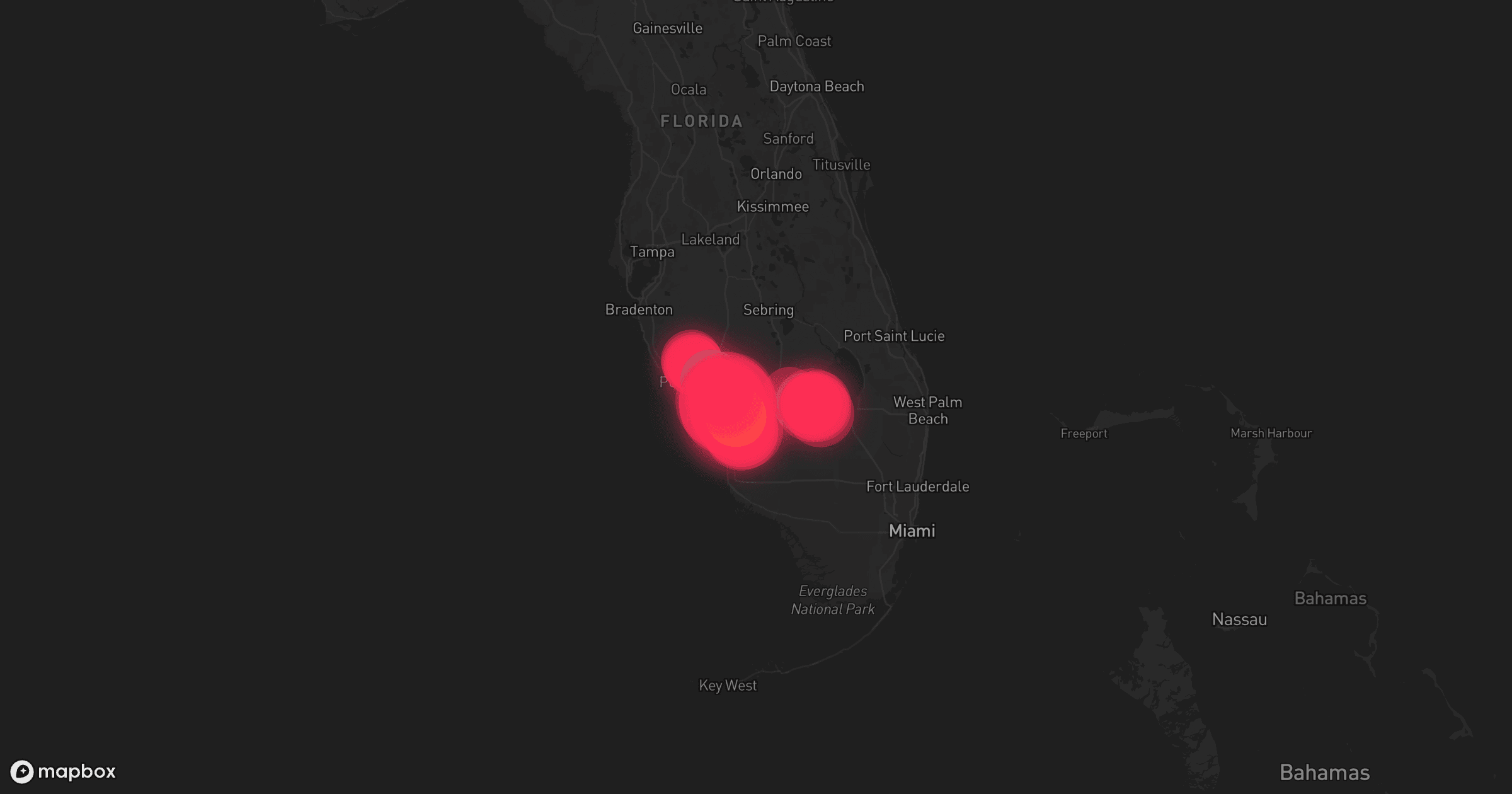 Storm map for 3 areas across Florida