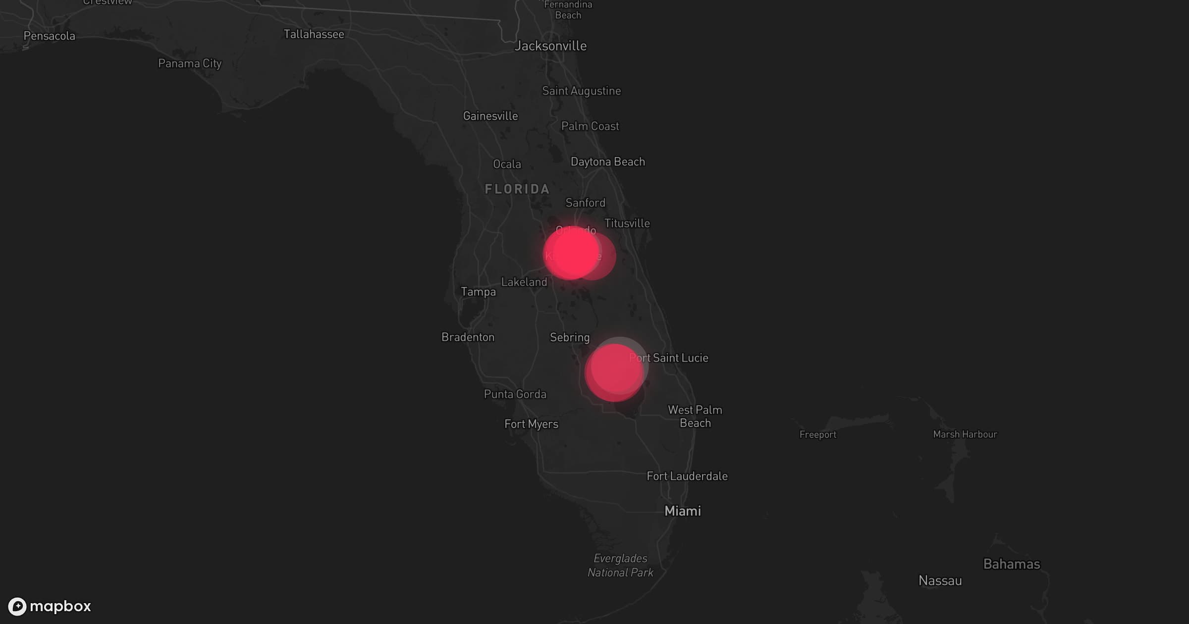 Storm map for 2 areas across Florida