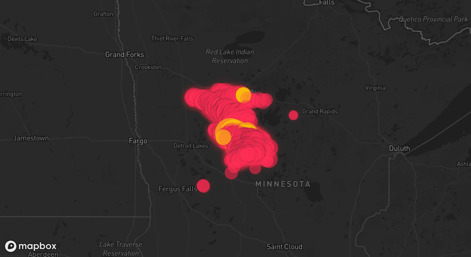 Storm map for 6 areas across Minnesota