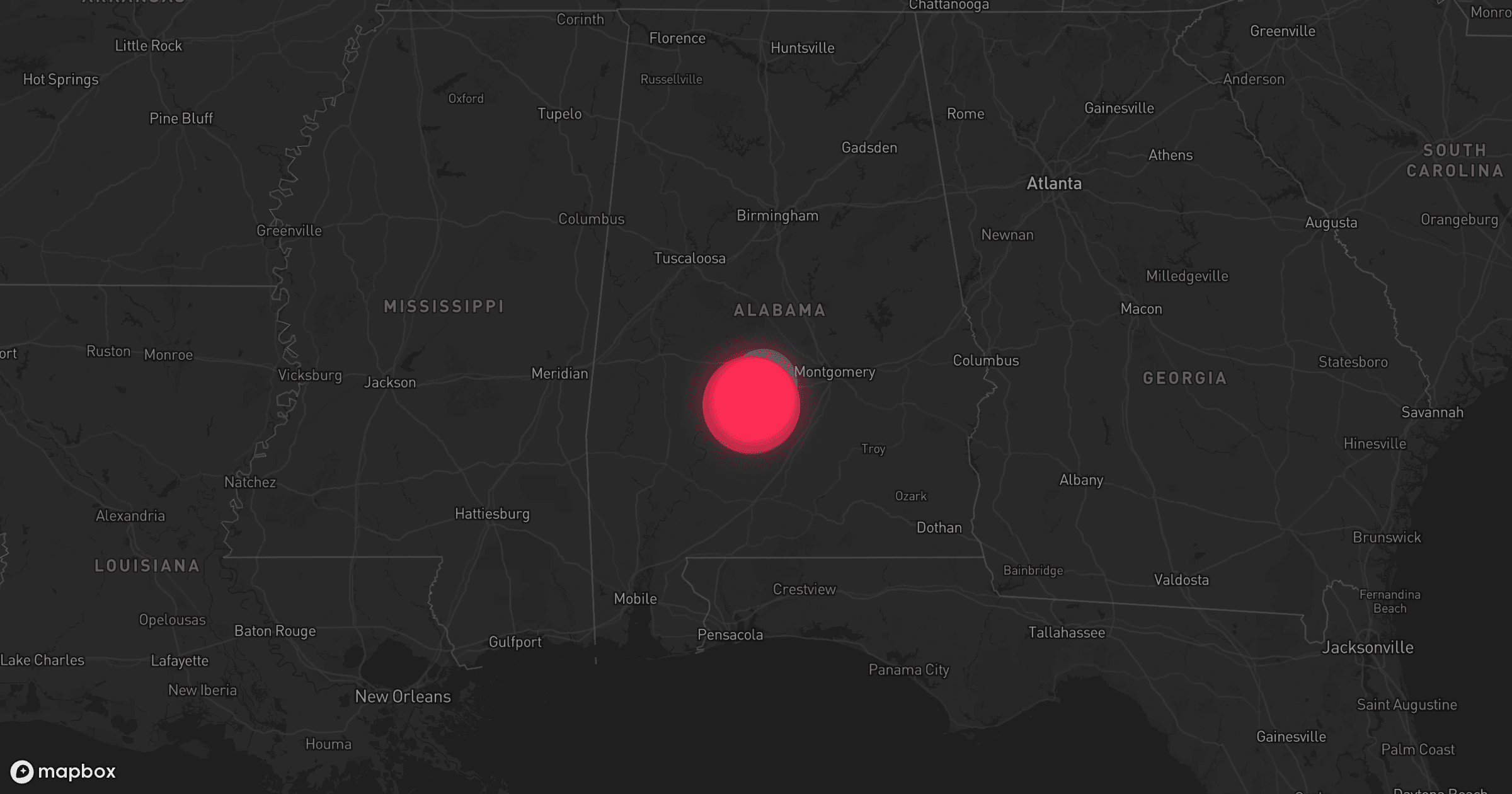 Storm map for the Dallas County, AL area