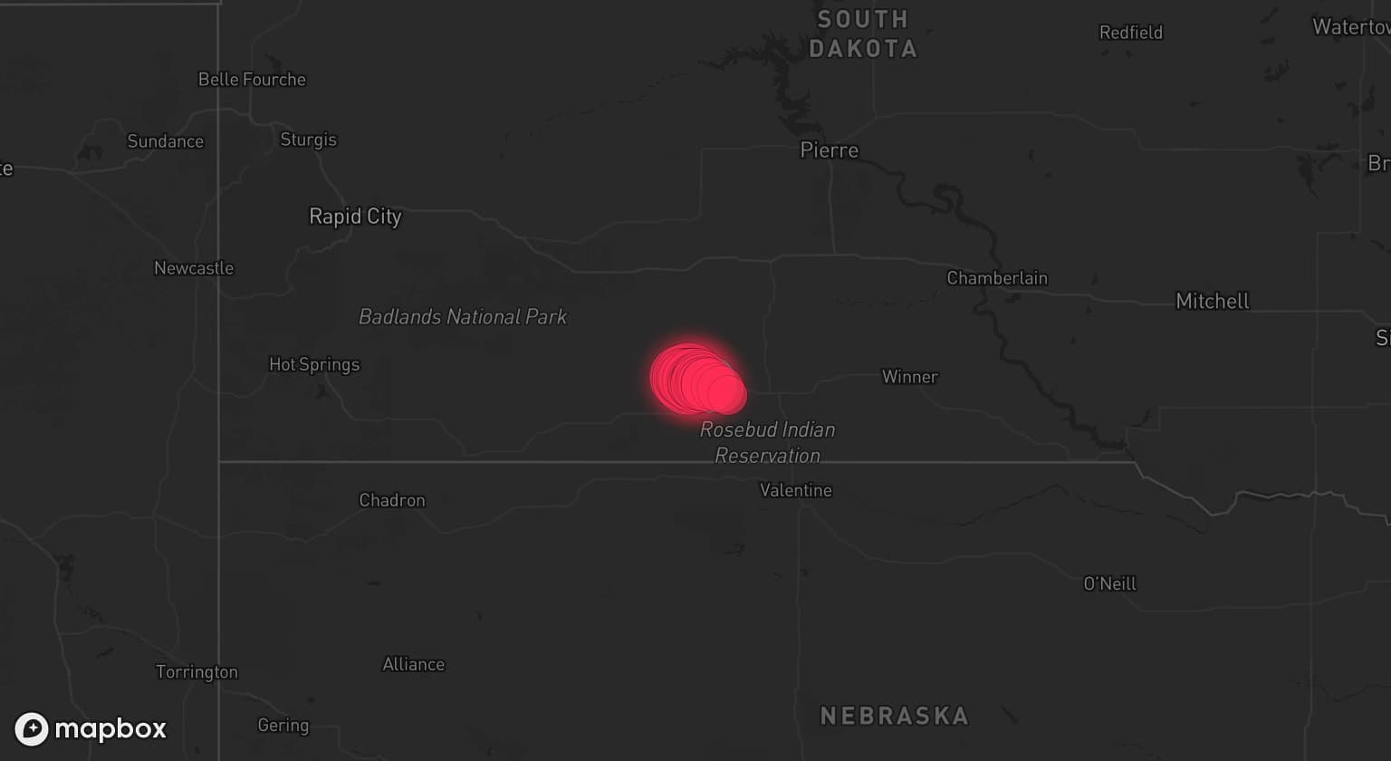 Storm map for the Todd County, SD area