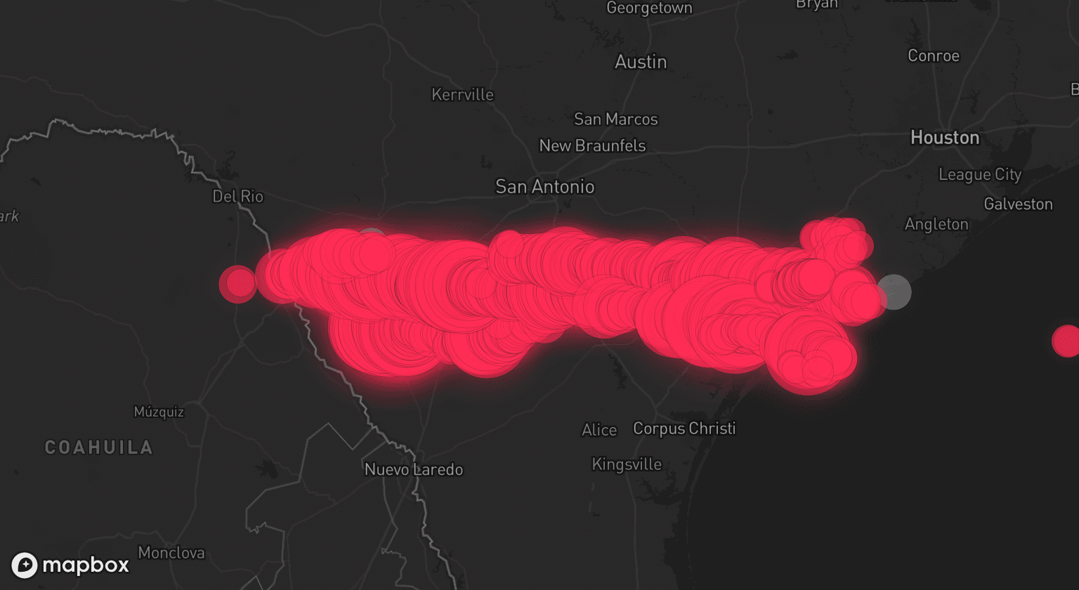 Storm map for 19 areas across Texas