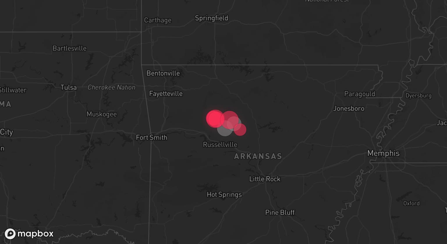 Storm map for 2 areas across Arkansas