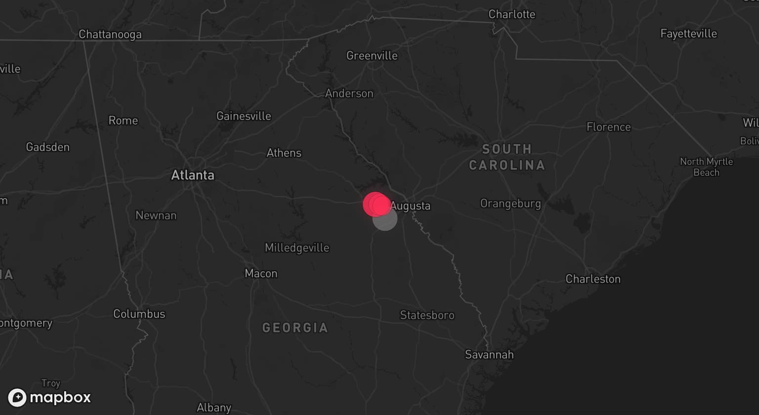 Storm map for the Augusta, GA area