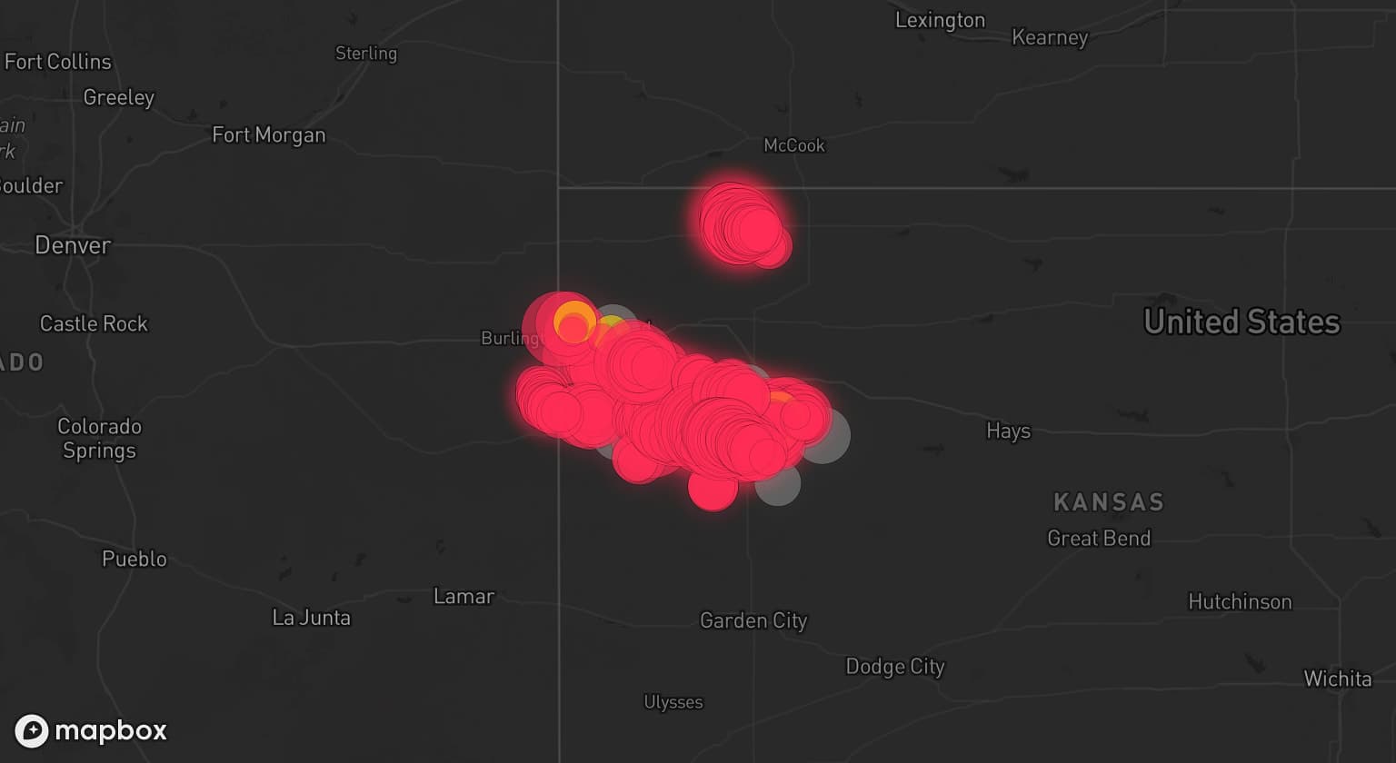 Storm map for 6 areas across Kansas