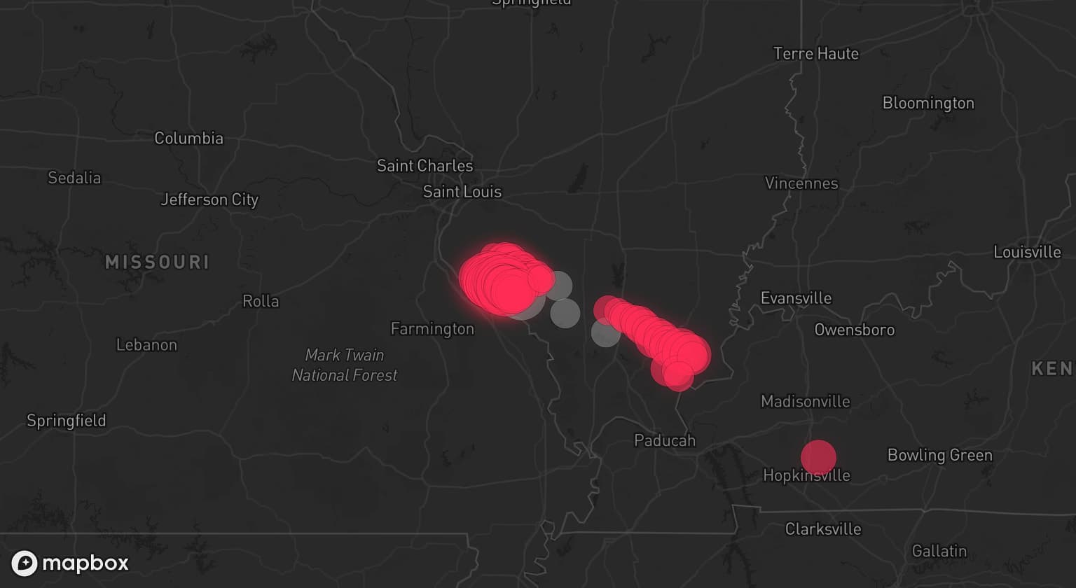 Storm map for 5 areas across Illinois
