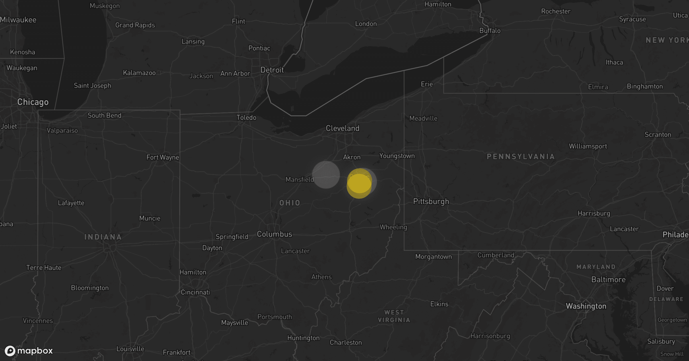 Storm map for 2 areas across Ohio