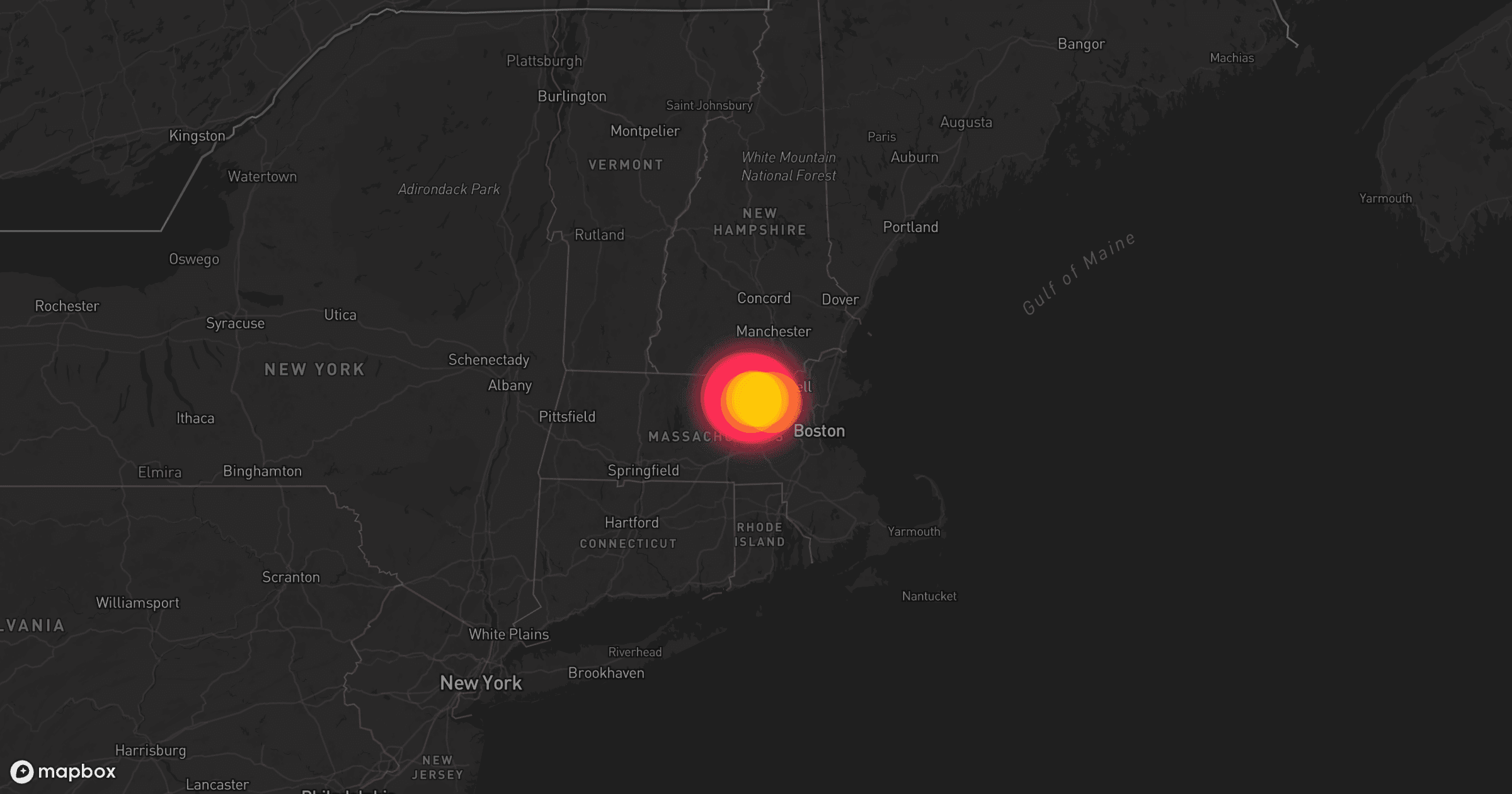 Storm map for the Lowell, MA area