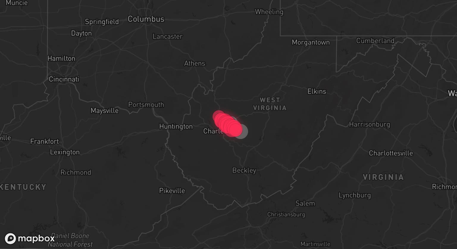 Storm map for 2 areas across West Virginia