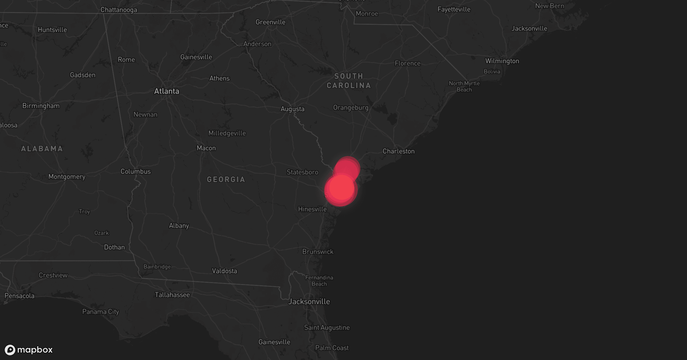 Storm map for 2 areas across South Carolina