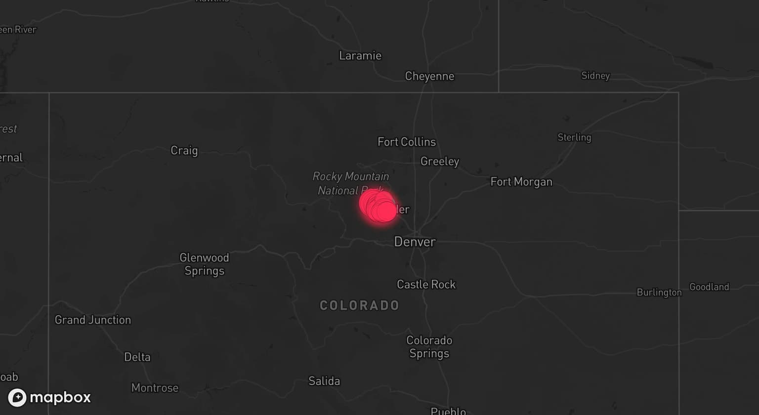 Storm map for the Boulder County, CO area