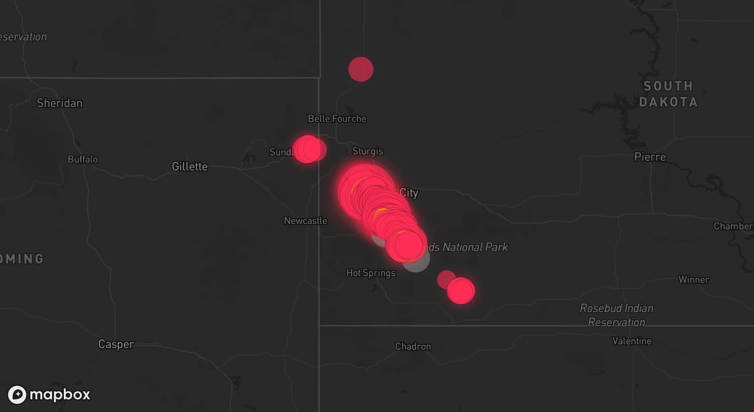 Storm map for 3 areas across South Dakota