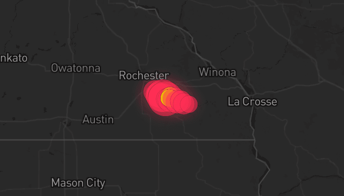 Storm map for the Olmsted County, MN area