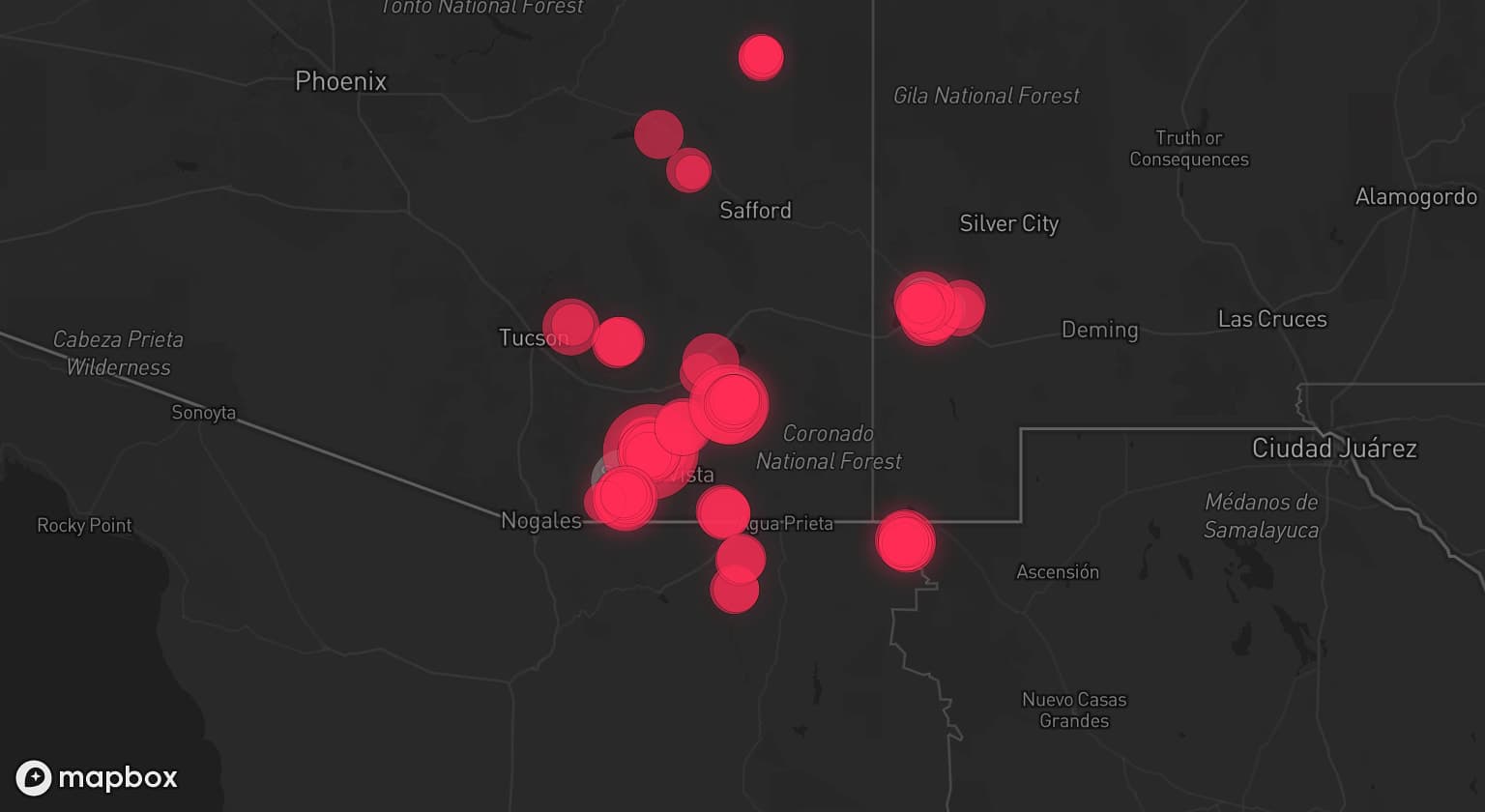 Storm map for 4 areas across Arizona and New Mexico
