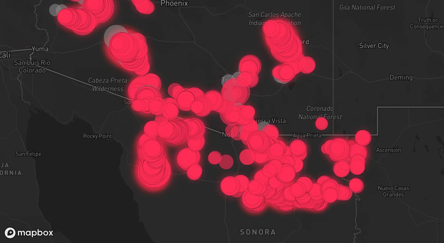 Storm map for 15 areas across Arizona