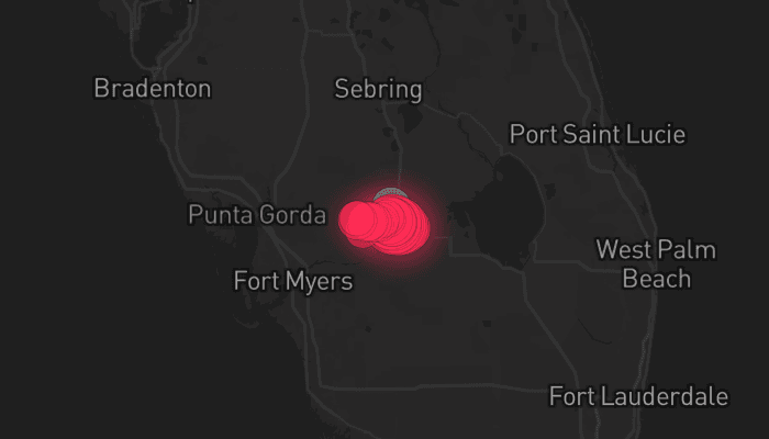 Storm map for the Glades County, FL area