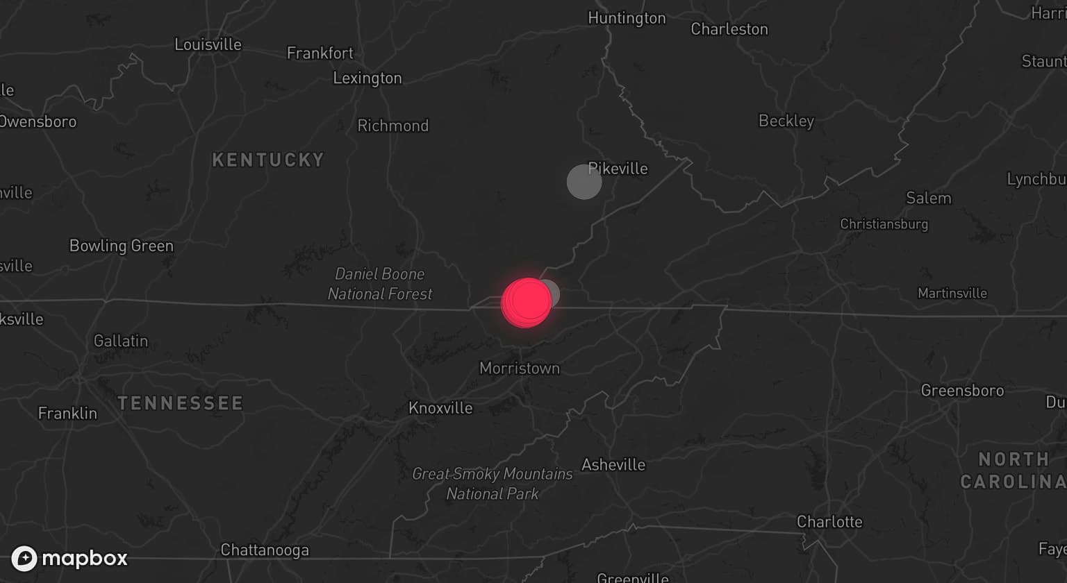 Storm map for 2 areas across Kentucky and Virginia