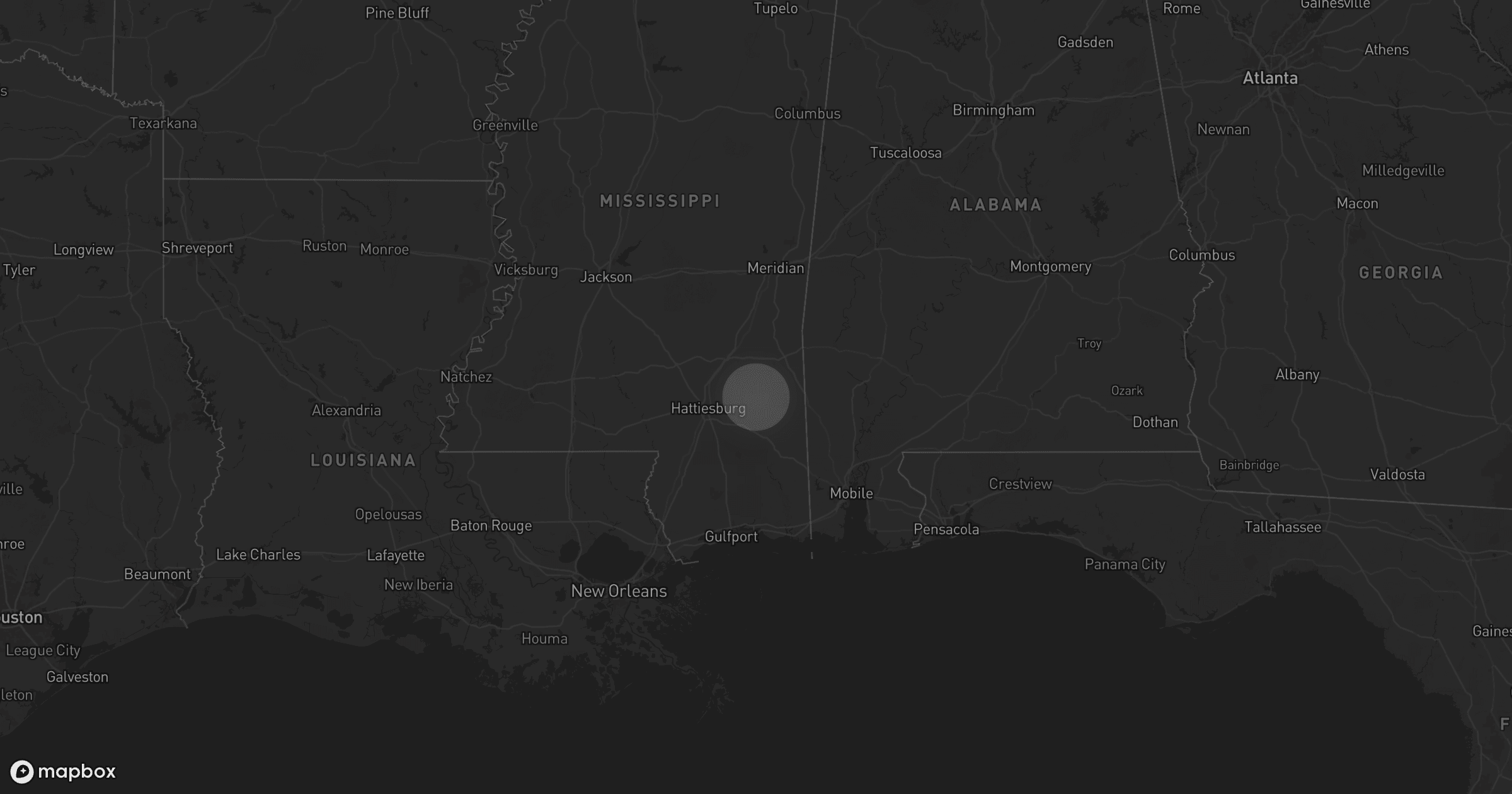 Storm map for 3 areas across Mississippi