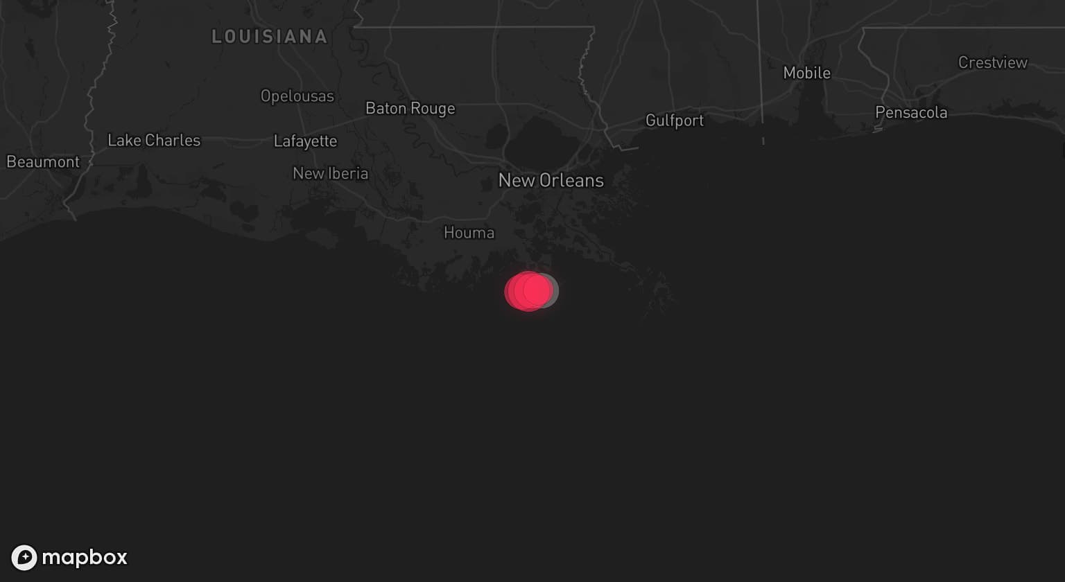 Storm map for the Lafourche County, LA area