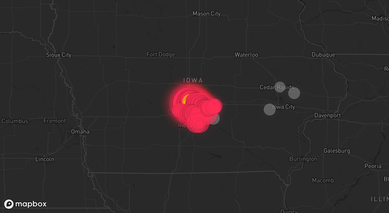 Storm map for 6 areas across Iowa