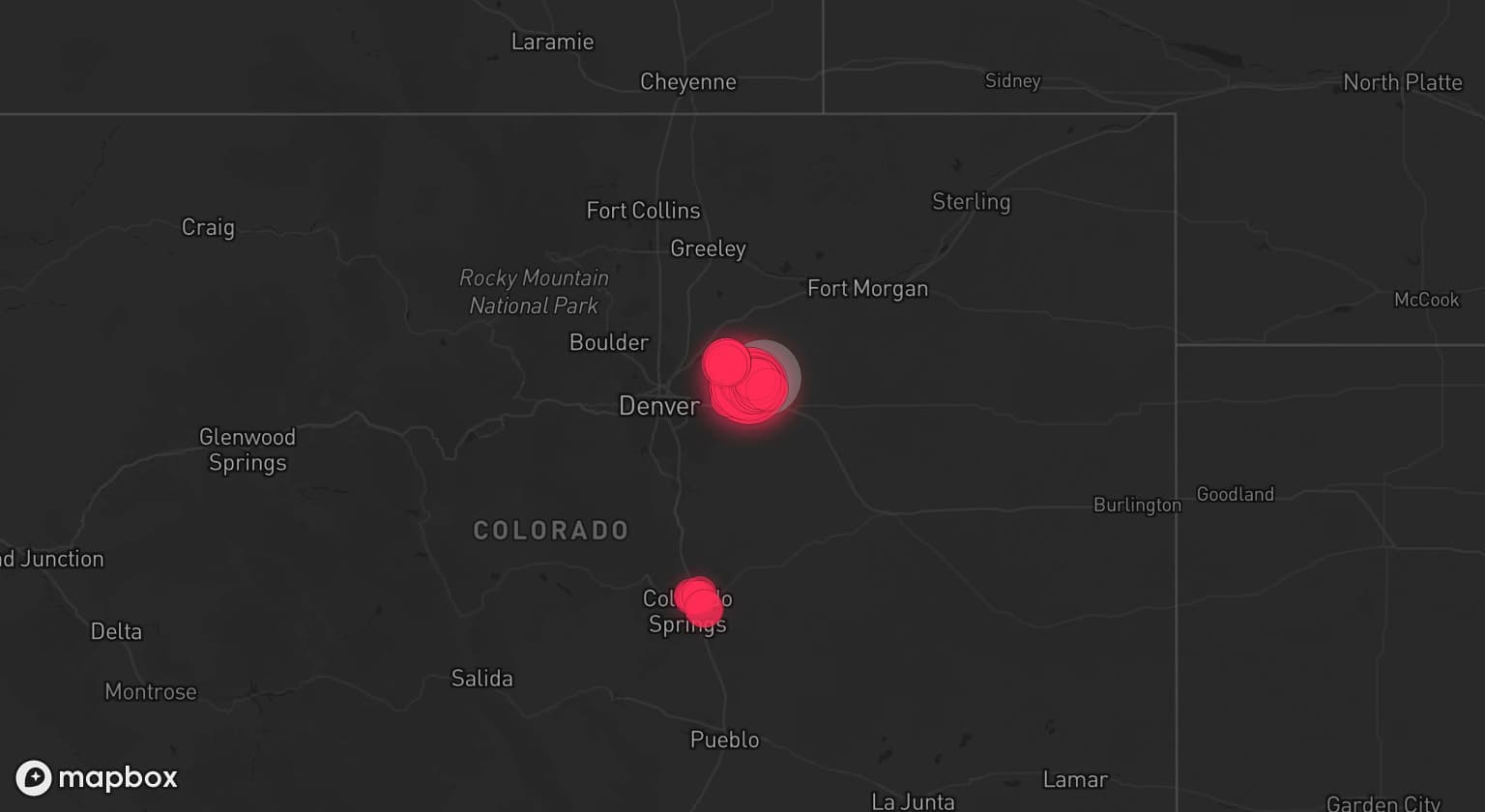 Storm map for the Adams County, CO area
