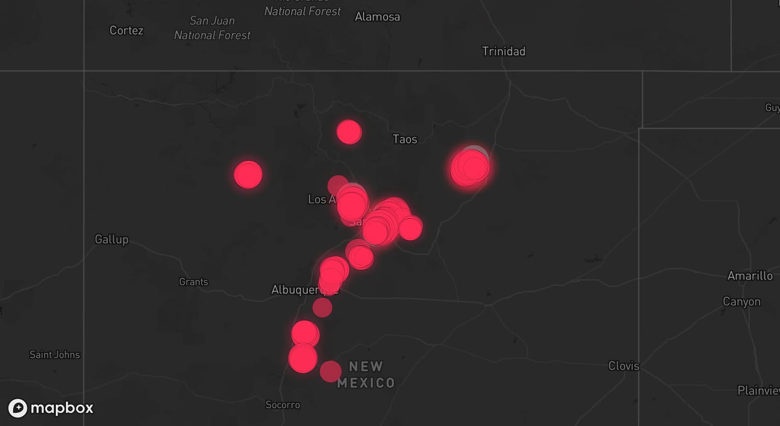 Storm map for 3 areas across New Mexico