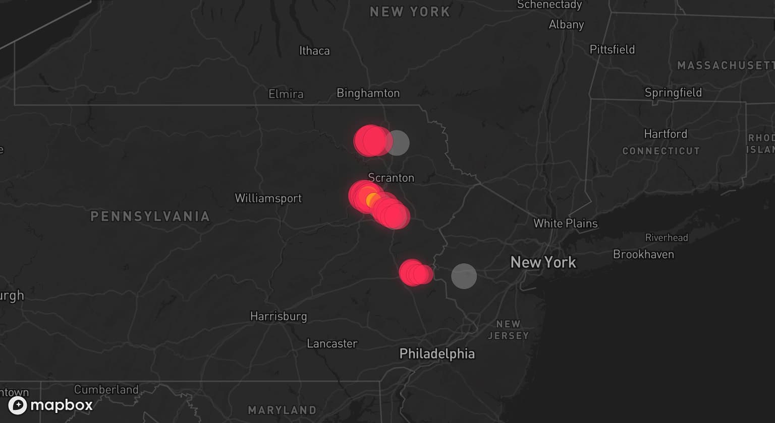 Storm map for 4 areas across Pennsylvania and New Jersey