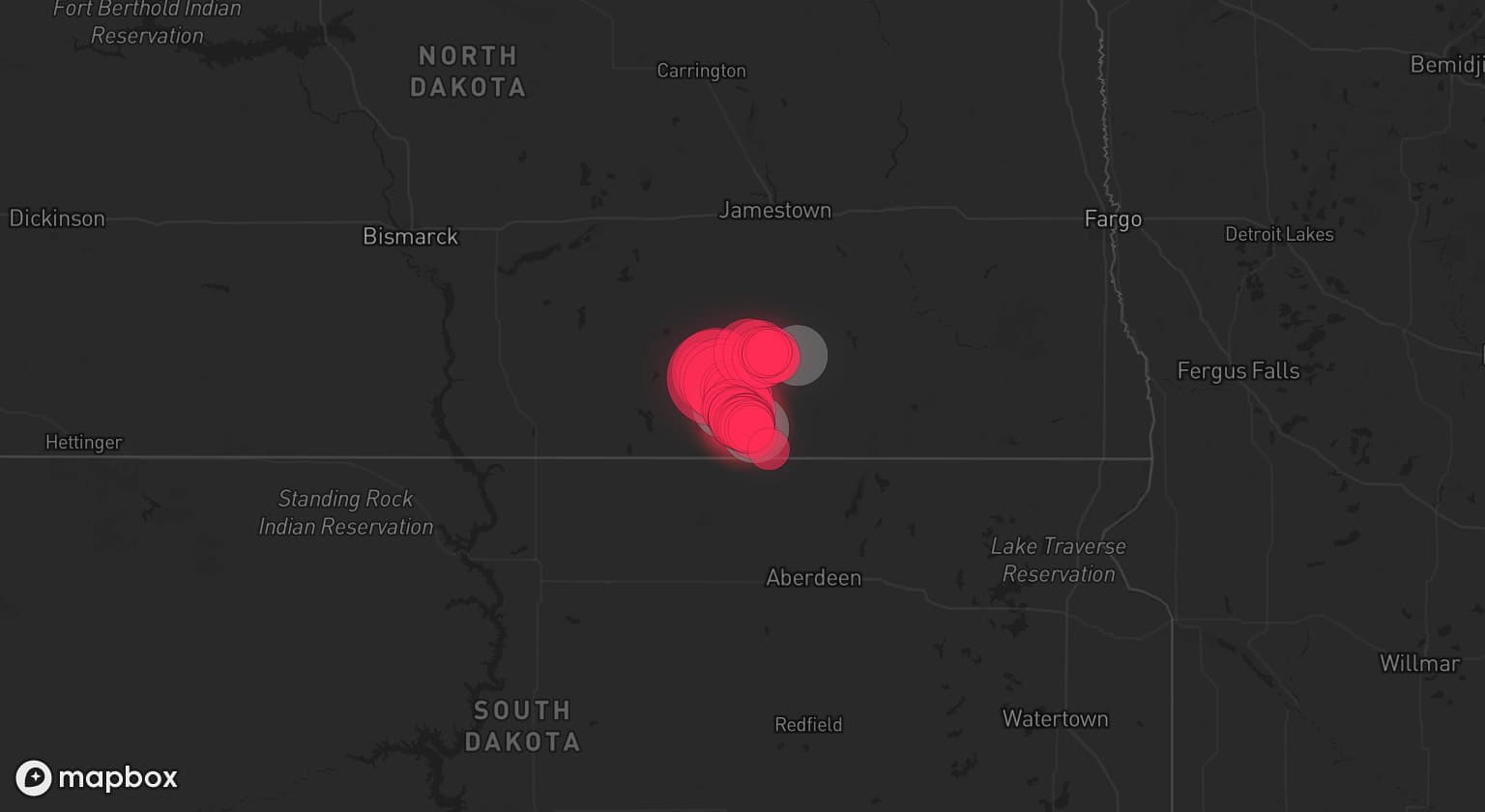 Storm map for 3 areas across North Dakota