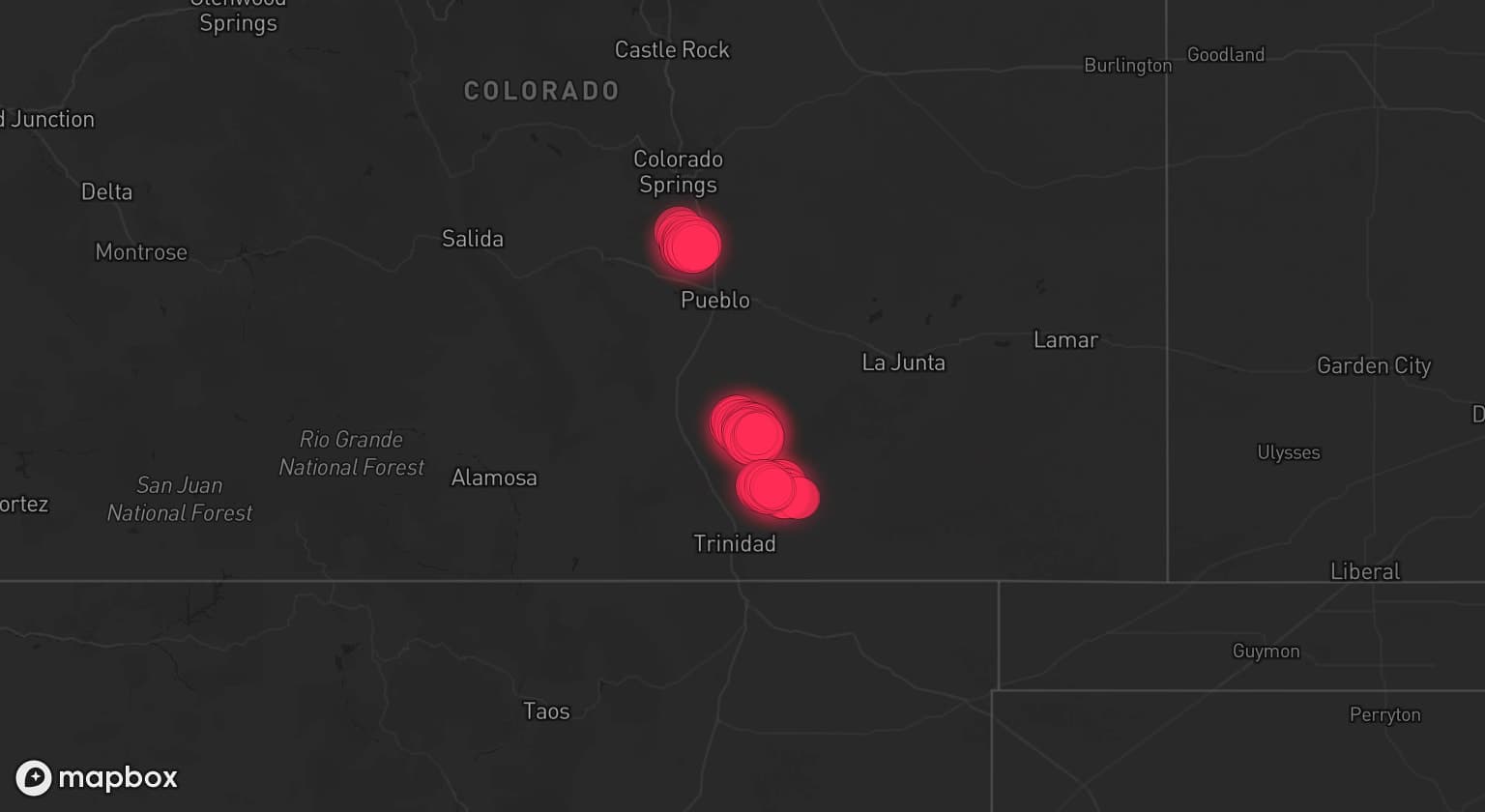 Storm map for the El Paso County, CO area
