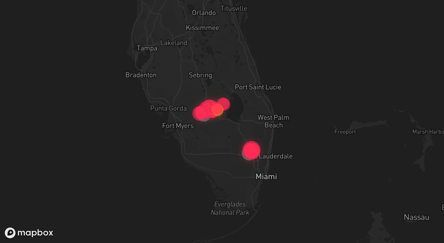 Storm map for 2 areas across Florida
