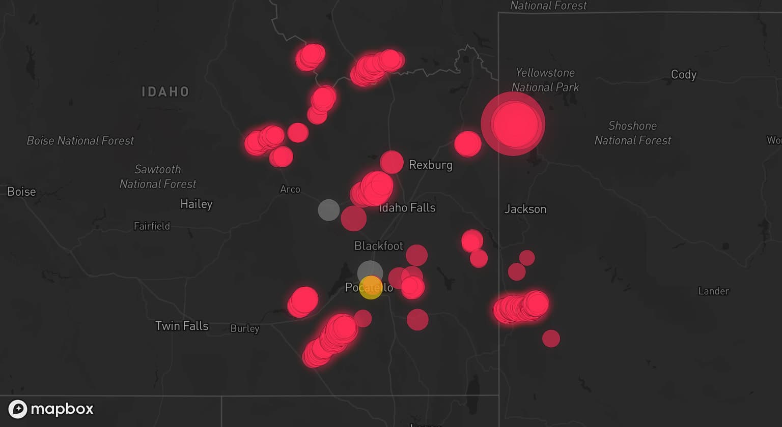 Storm map for 2 areas across Idaho