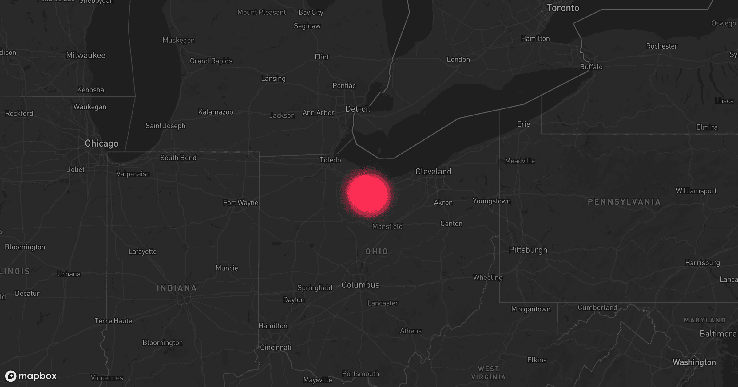 Storm map for the Huron County, OH area
