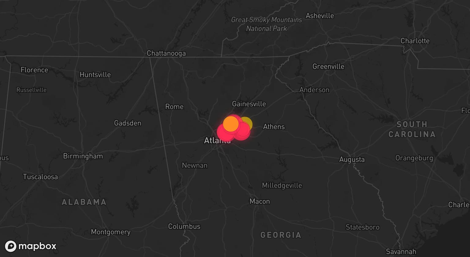 Storm map for the Dunwoody, GA area