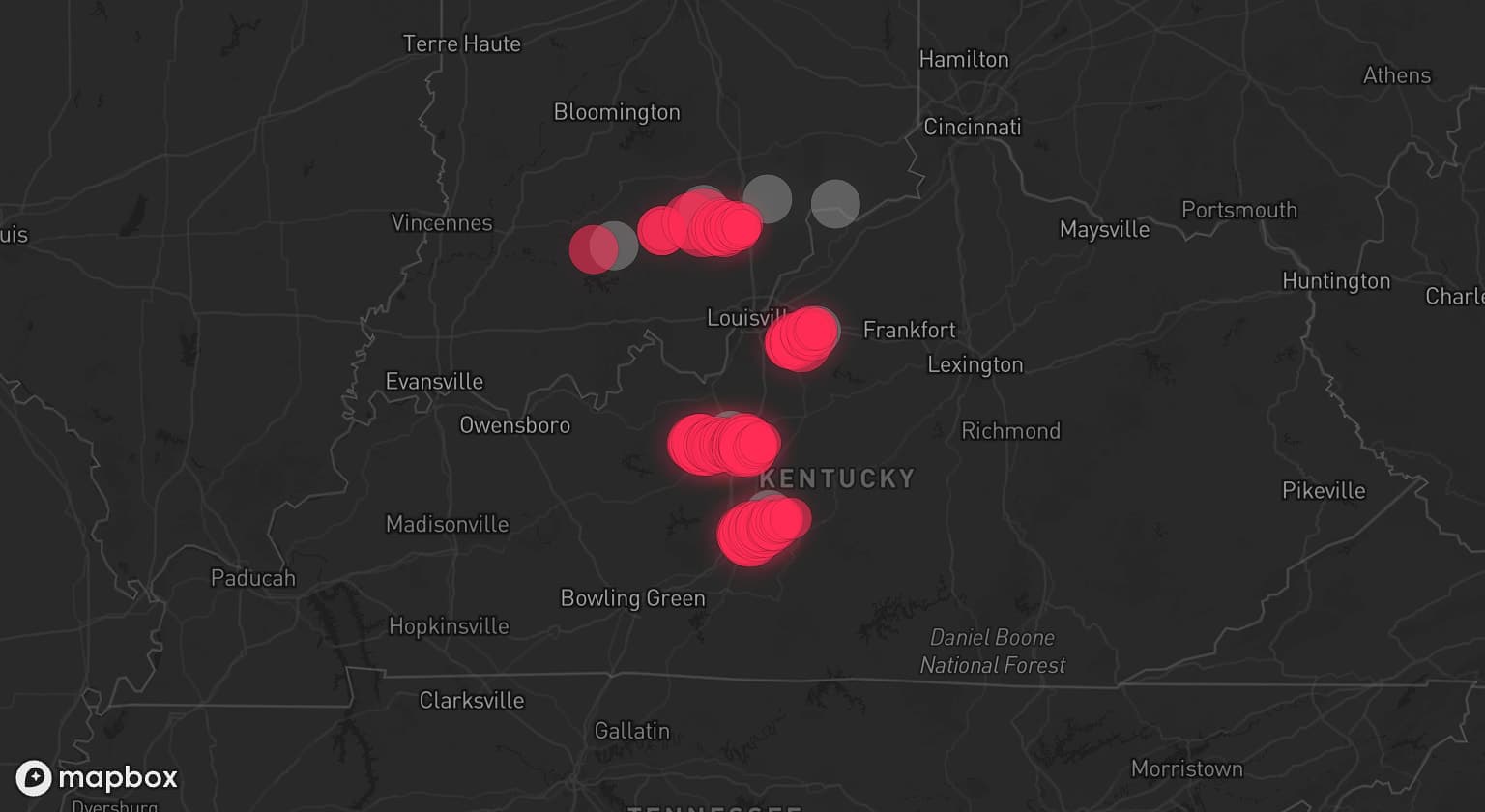 Storm map for the Green County, KY area