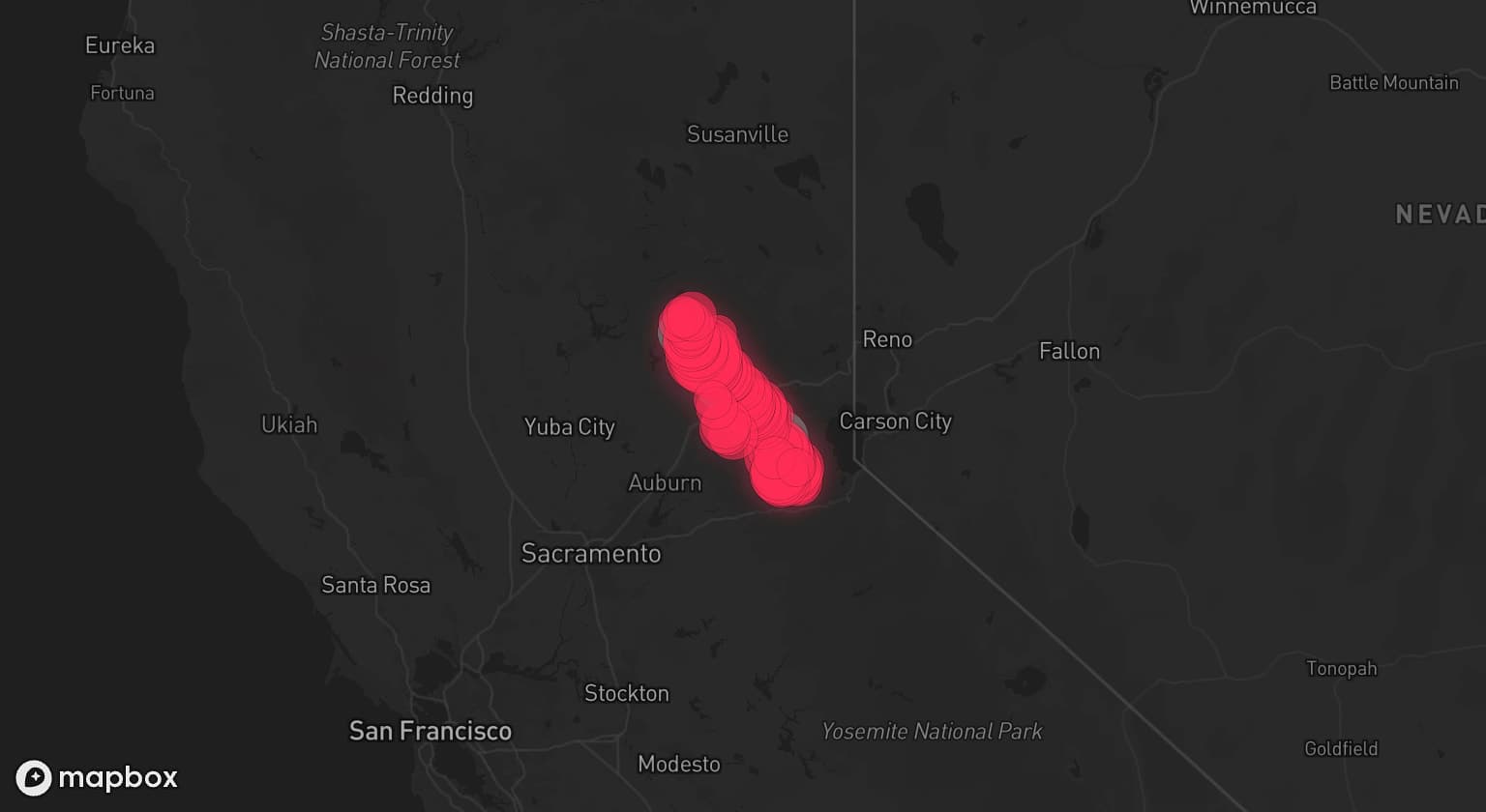 Storm map for 3 areas across California